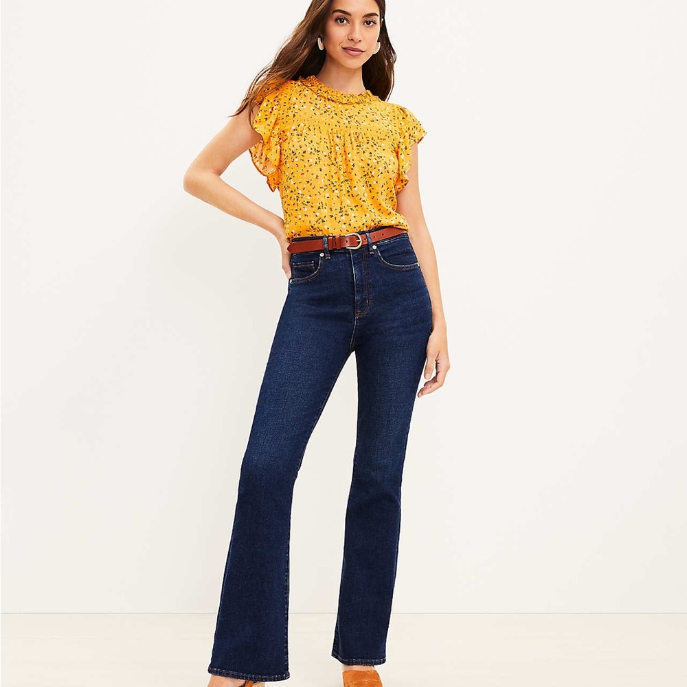 NWT loft dark wash flare wide leg jeans